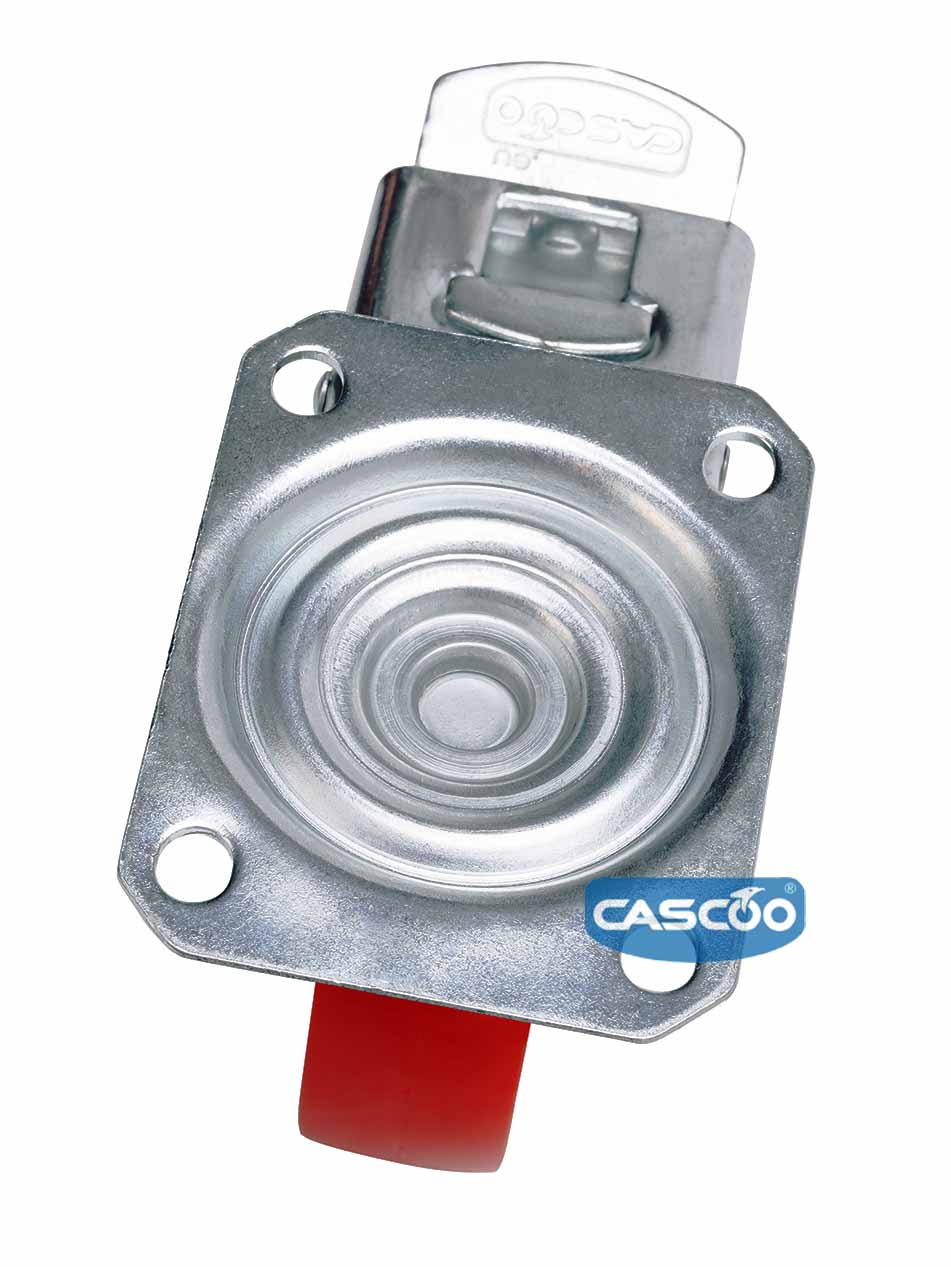 Колесо CASCOO поворотное с тормозом (d=100мм, г/п=150кг), полиуретан / полиамид, Германия