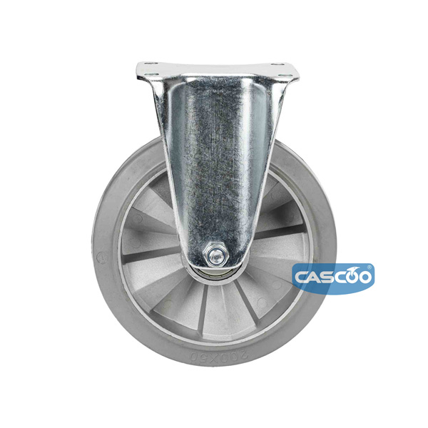 Колесо CASCOO фиксированное, (d=200мм, г/п=500кг) серая резина/алюминий, Германия