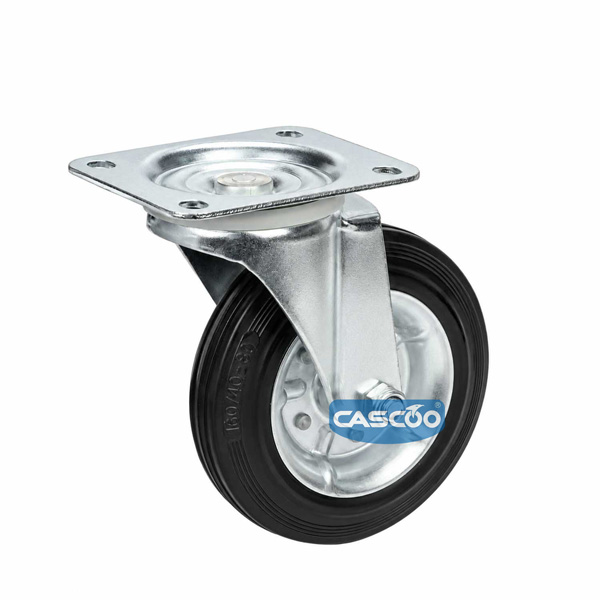 Колесо CASCOO поворотное, (d=160мм, г/п=135кг) резина/сталь, Германия