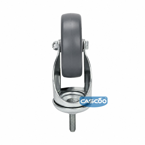 Колесо CASCOO поворотное, (d=125мм, г/п=100кг), крепление штырь М12, термопластичная резина / полипропилен, Германия