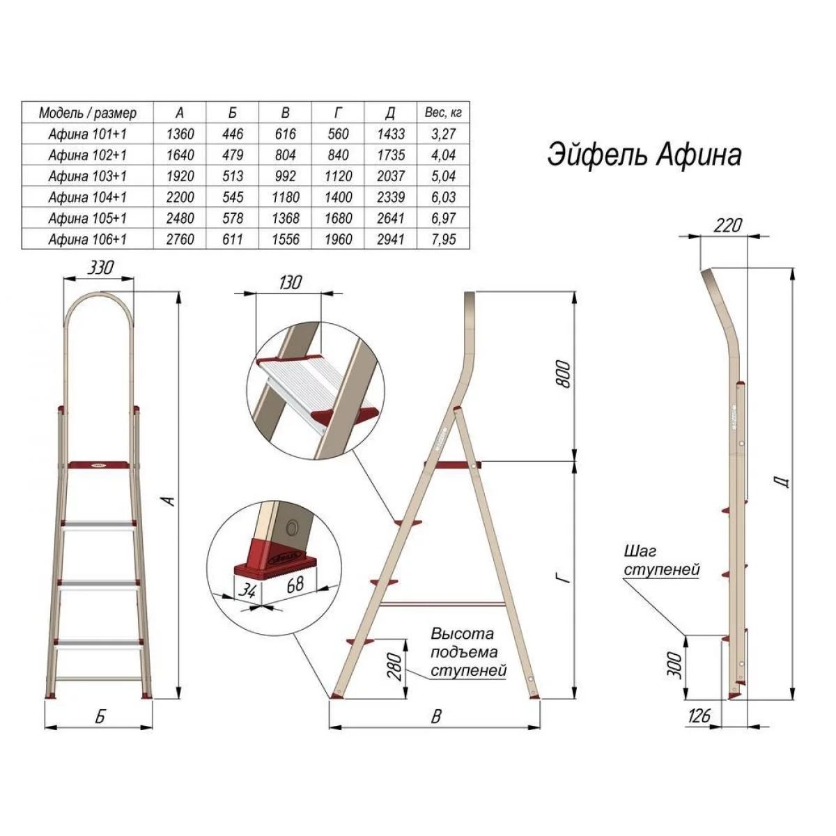 Алюминиевая стремянка Афина 101+1 (102)