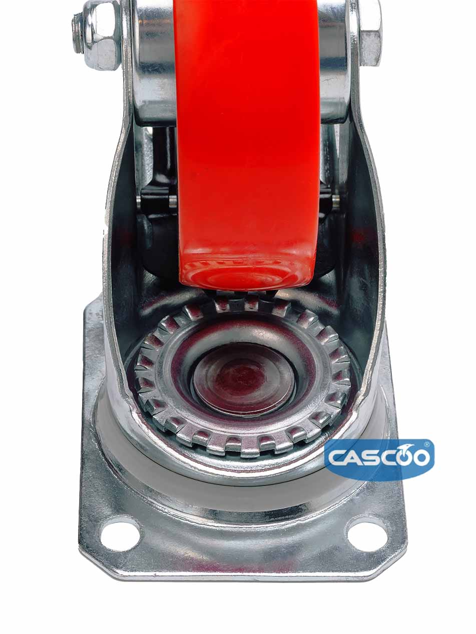 Колесо CASCOO поворотное с тормозом (d=100мм, г/п=150кг), полиуретан / полиамид, Германия