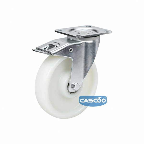 Колесо CASCOO поворотное с тормозом, (d=200мм, г/п=700кг) полиамид, Германия