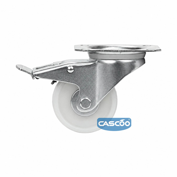Колесо CASCOO поворотное с тормозом, (d=80мм, г/п=130кг) полиамид, Германия