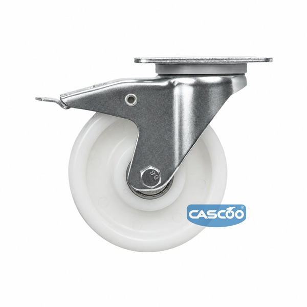 Колесо CASCOO поворотное с тормозом, (d=160мм, г/п=600кг) полиамид, Германия