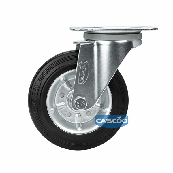 Колесо CASCOO поворотное, (d=160мм, г/п=135кг) резина/сталь, Германия