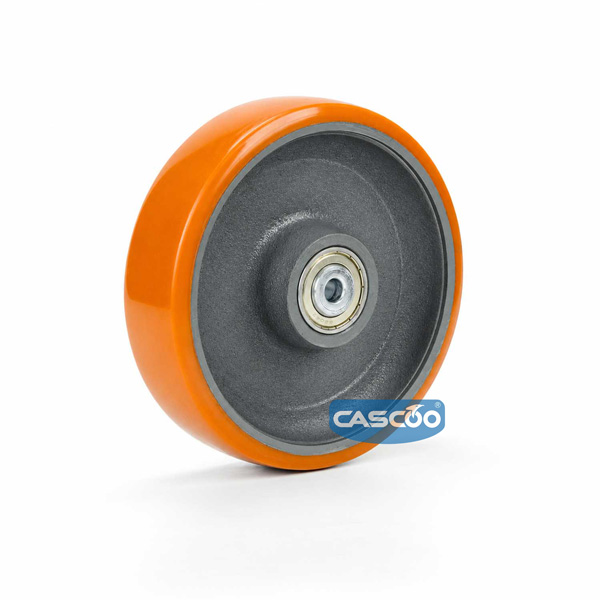 Колесо CASCOO под ось (d=300мм, г/п=2400кг), полиуретан/чугун, Германия