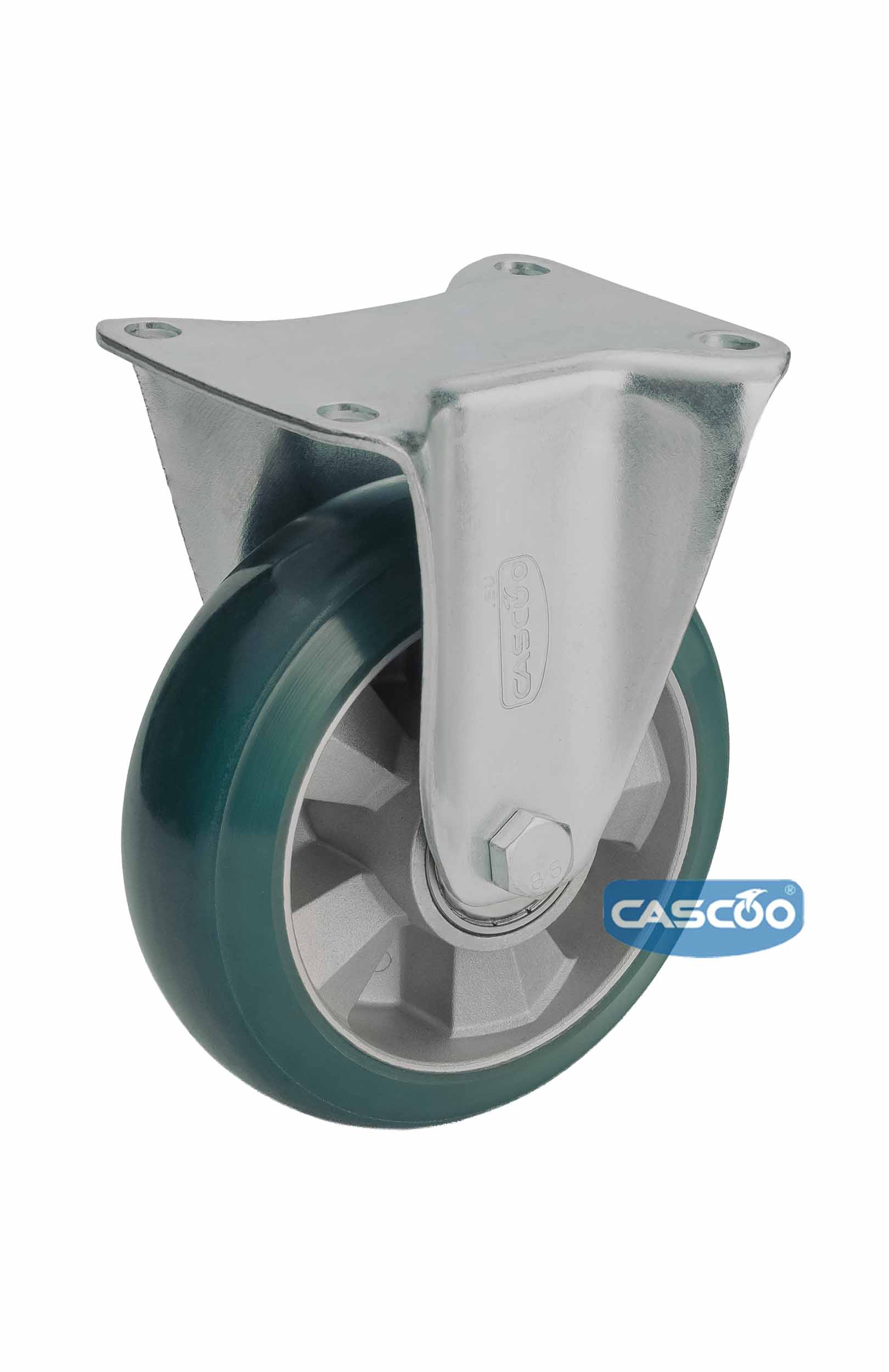 Колесо CASCOO фиксированное, (d=160мм, г/п=600кг) зеленый полиуретан/алюминий, Германия