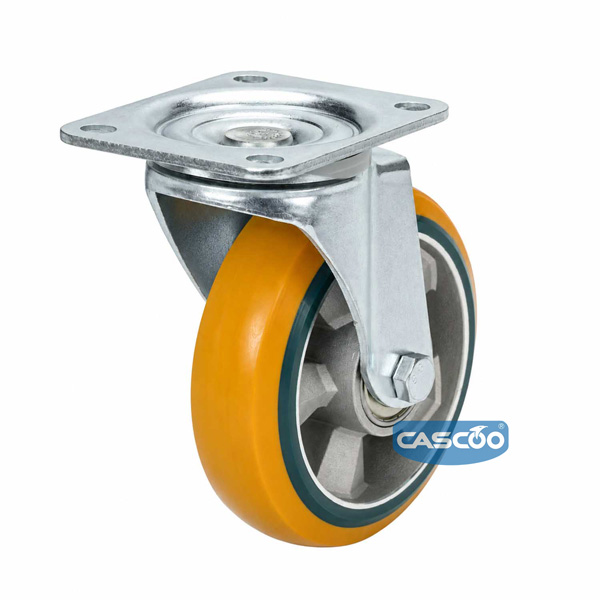 Колесо CASCOO поворотное, (d=160мм, г/п=600кг) СЭНДВИЧ полиуретан/алюминий, Германия