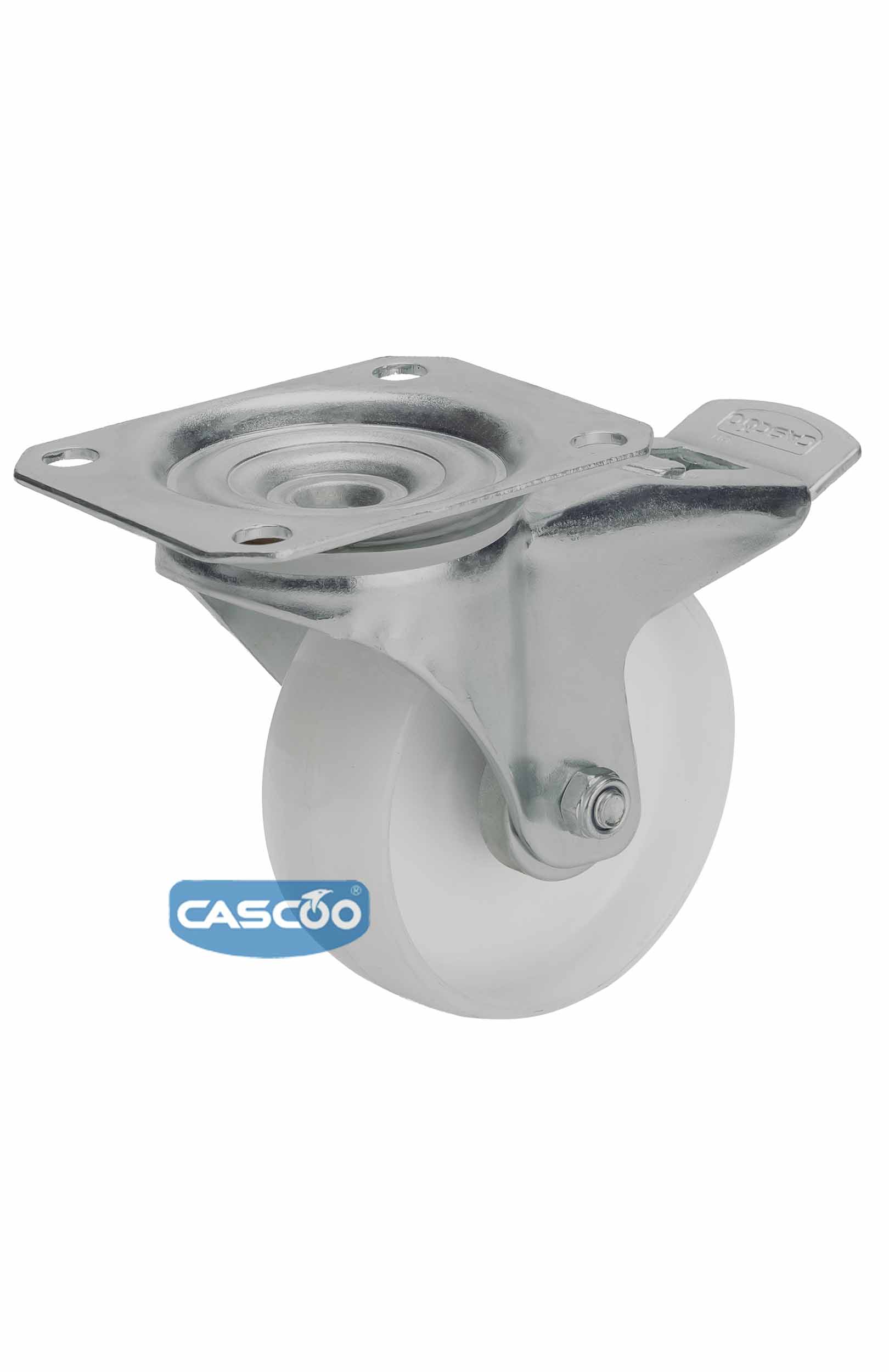 Колесо CASCOO поворотное с тормозом, (d=80мм, г/п=130кг) полиамид, Германия