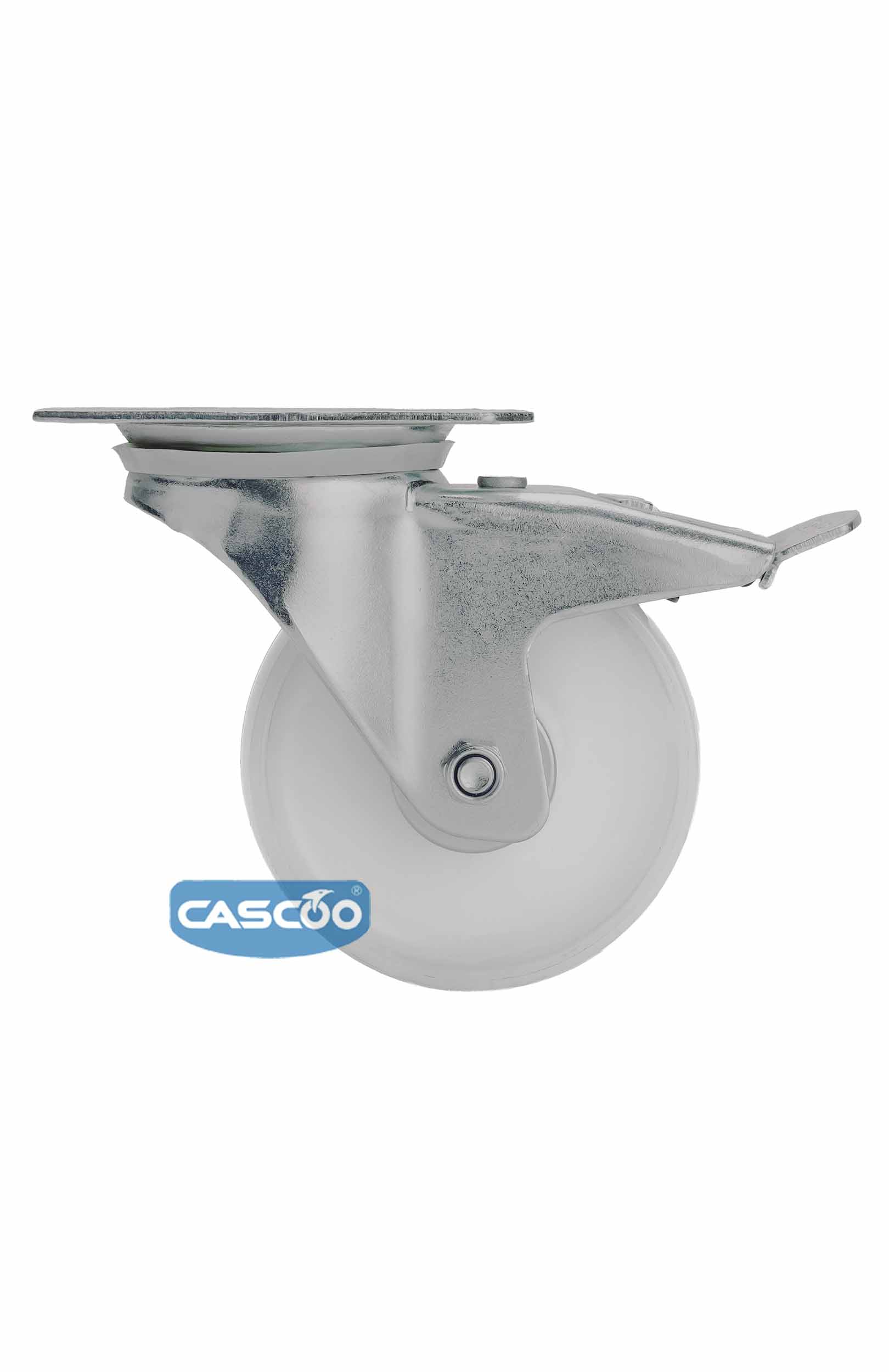 Колесо CASCOO поворотное с тормозом, (d=80мм, г/п=130кг) полиамид, Германия