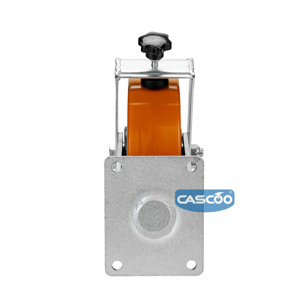 Колесо CASCOO поворотное c тормозом, (d=250мм, г/п=1500кг) полиуретан/чугун, Германия