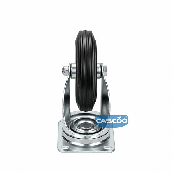 Колесо CASCOO поворотное с тормозом, (d=200мм, г/п=205кг) резина/сталь, Германия: TPP58WC200SBS4R0N