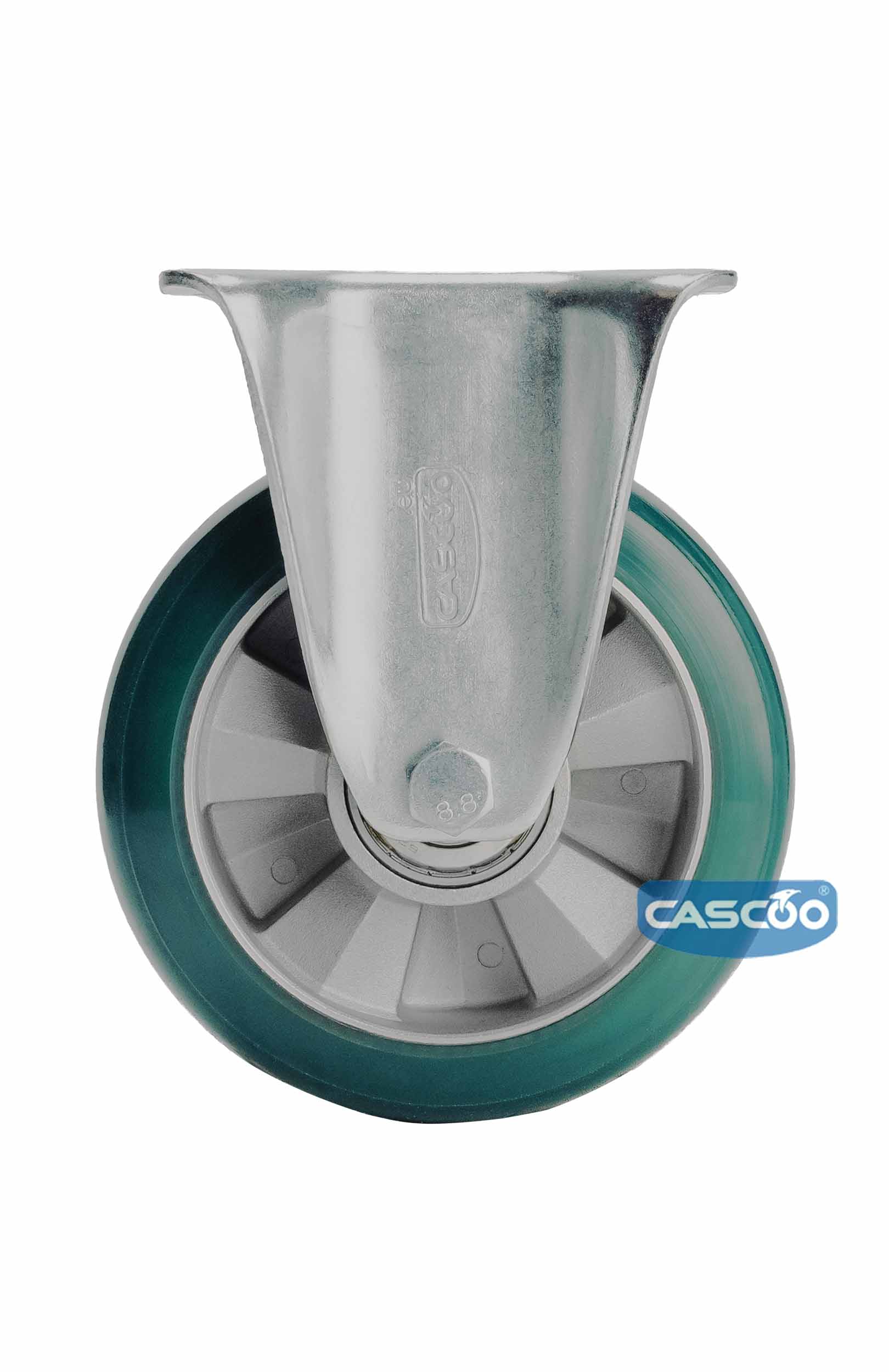 Колесо CASCOO фиксированное, (d=160мм, г/п=600кг) зеленый полиуретан/алюминий, Германия