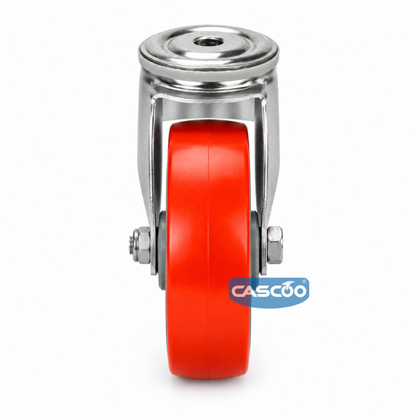 Колесо CASCOO поворотное из нержавейки под болт М12 (d=125мм, г/п=200кг), полиуретан / полиамид, Германия
