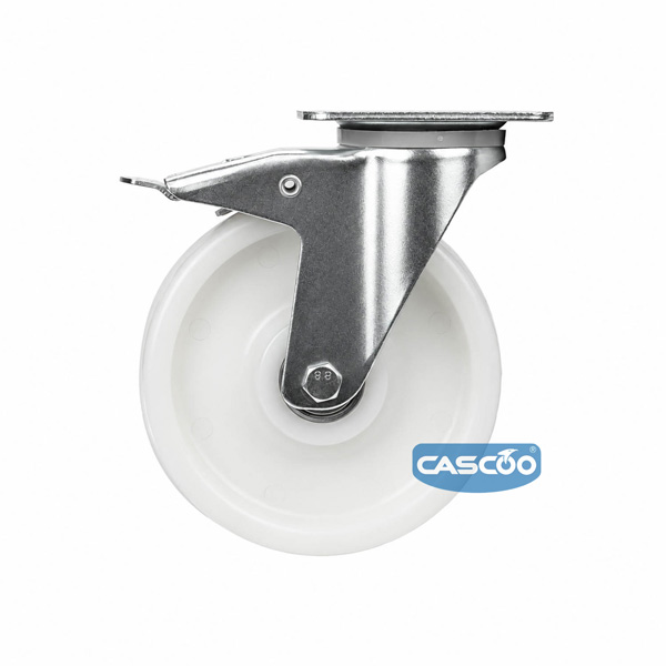 Колесо CASCOO поворотное с тормозом, (d=200мм, г/п=700кг) полиамид, Германия