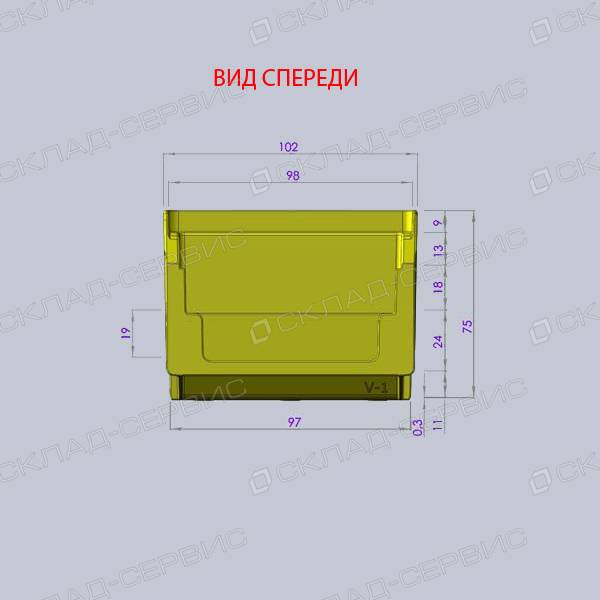 Ящик пластиковый синий 102х171х75 V1
