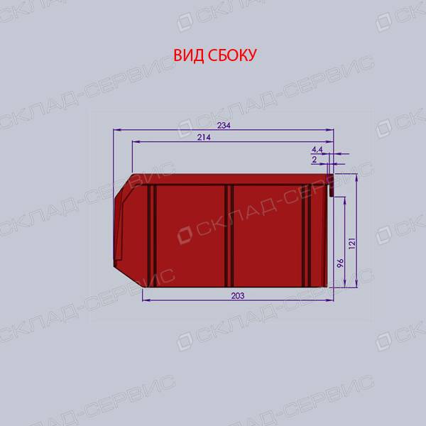 Ящик пластиковый красный 149х234х121 V2