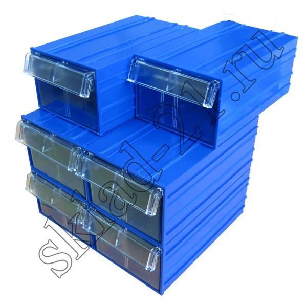 Короб пластиковый синий/прозрачный 140x250x100 С-2