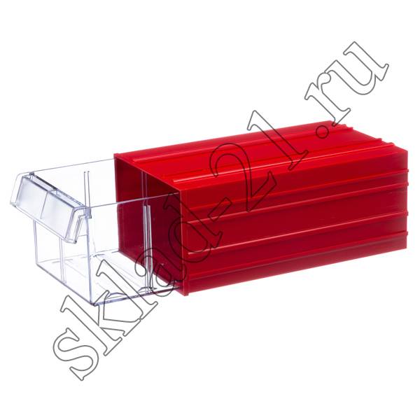 Короб пластиковый красный/прозрачный 140x250x100 С-2