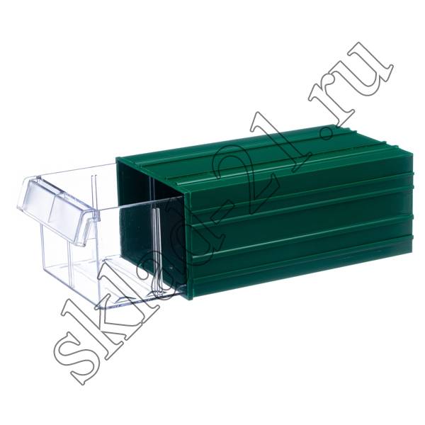 Короб пластиковый зеленый/прозрачный 140x250x100 С-2