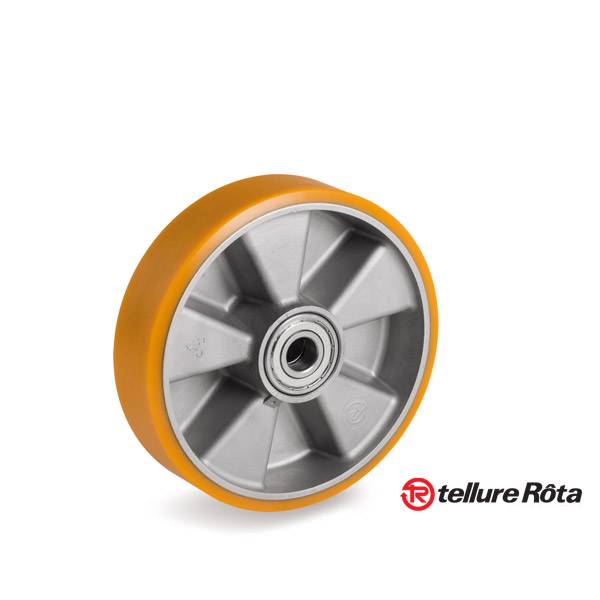 Колесо Tellure Rota 654114 под ось (d=160мм, г/п=800кг), полиуретан/алюминий, Италия