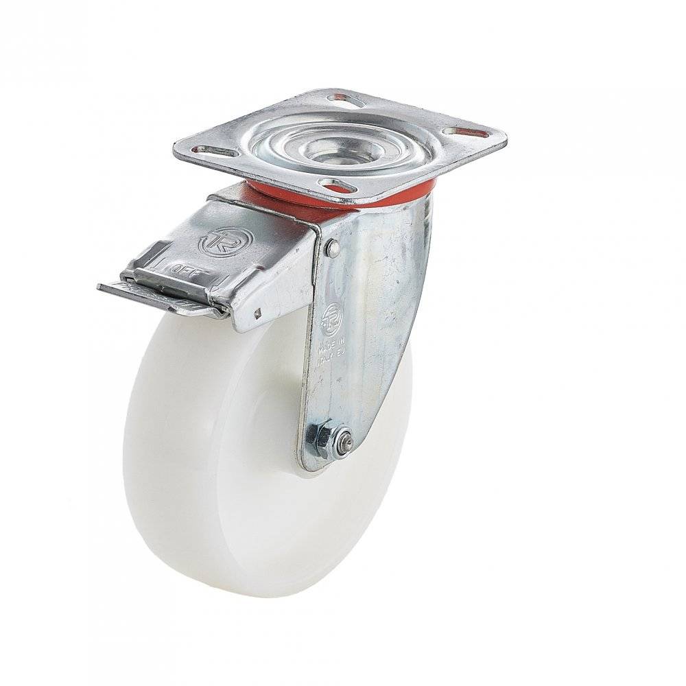 Колесо Tellure Rota 686801 поворотное с тормозом, (d=80мм, г/п=180кг) полиамид, Италия