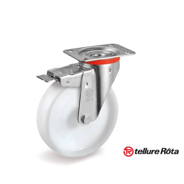 Колесо Tellure Rota 686803 поворотное с тормозом, (d=125мм, г/п=220кг) полиамид, Италия
