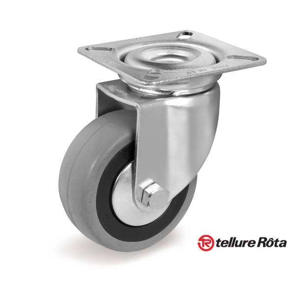 Колесо Tellure Rota 374102 поворотное, (d=60мм, г/п=50кг) серая резина / полипропилен, Италия