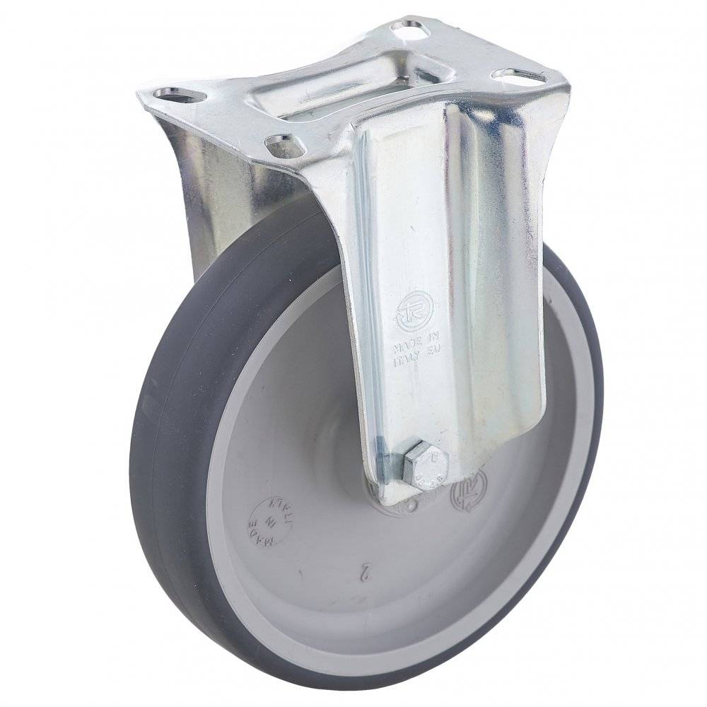Колесо Tellure Rota 715702 фиксированное (d=100мм, г/п=100кг), серая резина / полипропилен, Италия