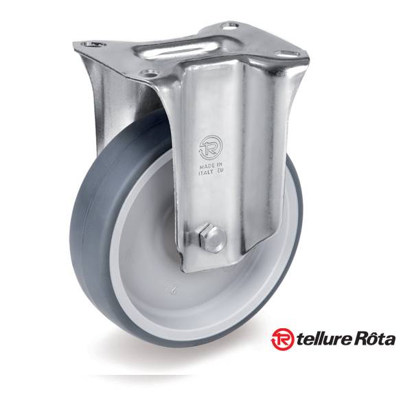 Колесо Tellure Rota 715704 фиксированное (d=150мм, г/п=140кг), серая резина / полипропилен, Италия