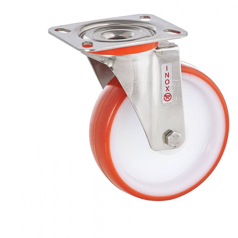 Колесо Tellure Rota 604401 поворотное из нержавейки INOX (d=80мм, г/п=120кг), полиуретан / полиамид