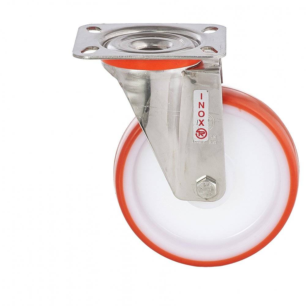 Колесо Tellure Rota 604401 поворотное из нержавейки INOX (d=80мм, г/п=120кг), полиуретан / полиамид