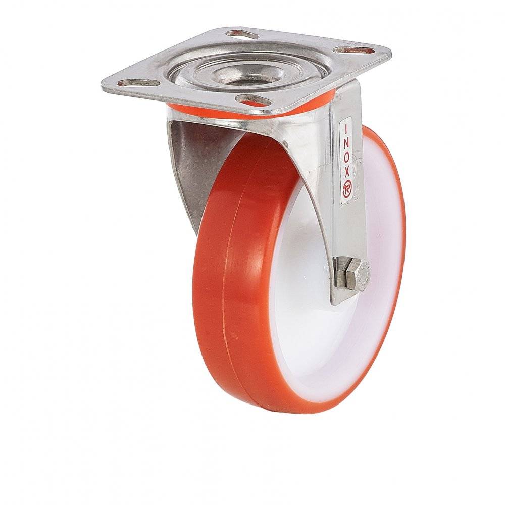 Колесо Tellure Rota 604403 поворотное из нержавейки INOX (d=125мм, г/п=220кг), полиуретан / полиамид