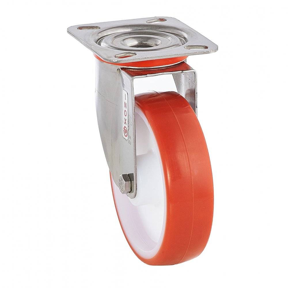 Колесо Tellure Rota 604403 поворотное из нержавейки INOX (d=125мм, г/п=220кг), полиуретан / полиамид