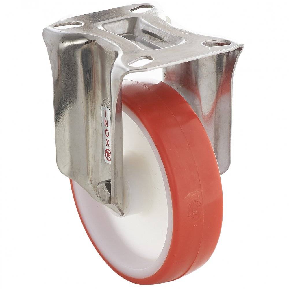Колесо Tellure Rota 605101 фиксированное из нержавейки INOX (d=80мм, г/п=120кг), полиуретан / полиамид