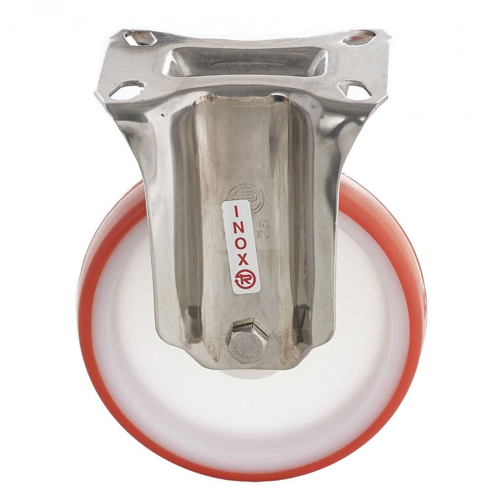 Колесо Tellure Rota 605101 фиксированное из нержавейки INOX (d=80мм, г/п=120кг), полиуретан / полиамид