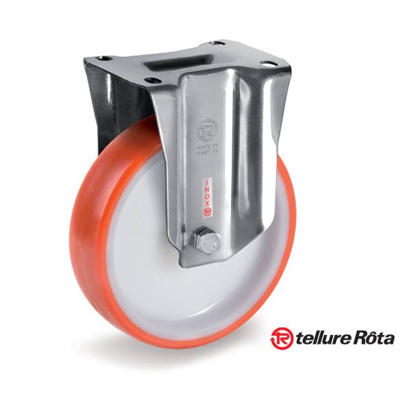 Колесо Tellure Rota 605102 фиксированное из нержавейки INOX (d=100мм, г/п=170кг), полиуретан / полиамид