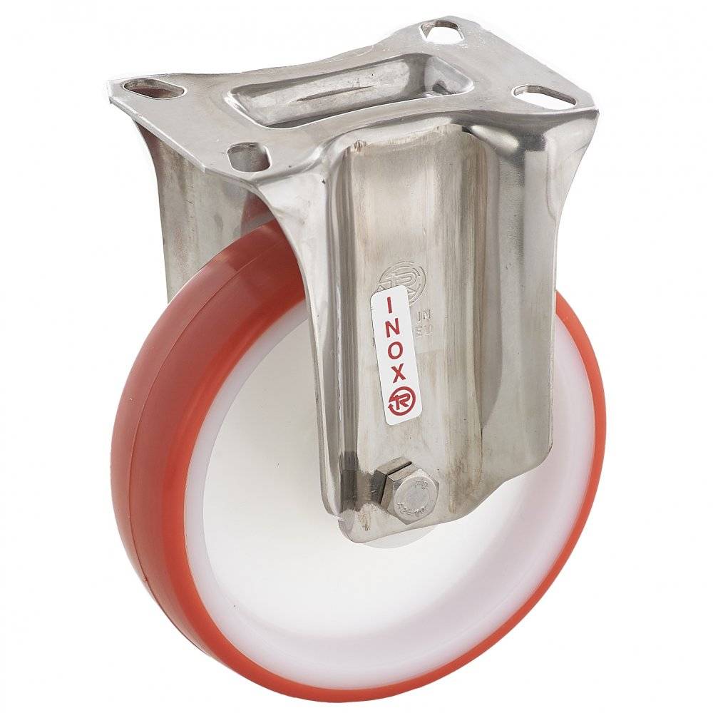 Колесо Tellure Rota 605102 фиксированное из нержавейки INOX (d=100мм, г/п=170кг), полиуретан / полиамид