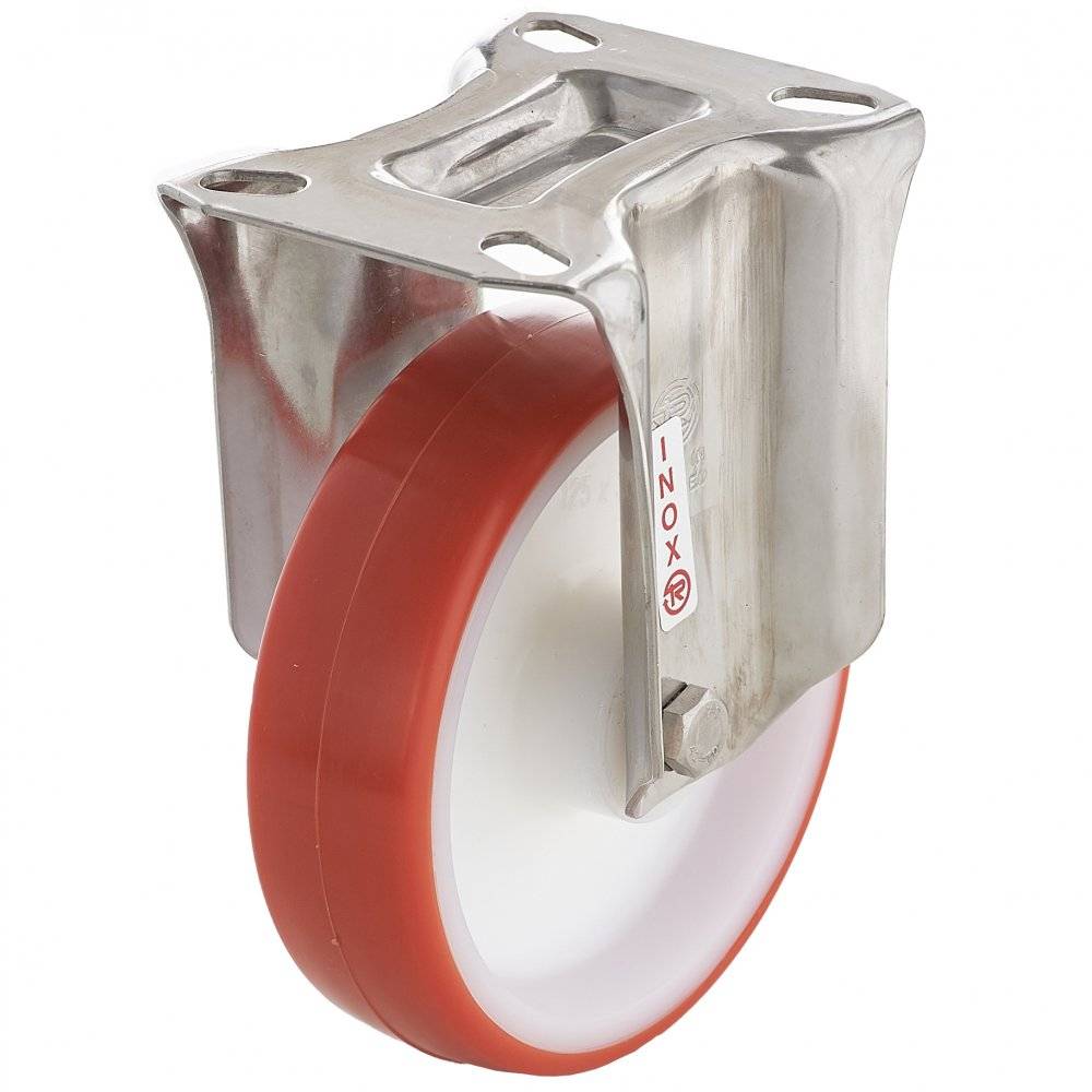 Колесо Tellure Rota 605103 фиксированное из нержавейки INOX (d=125мм, г/п=220кг), полиуретан / полиамид