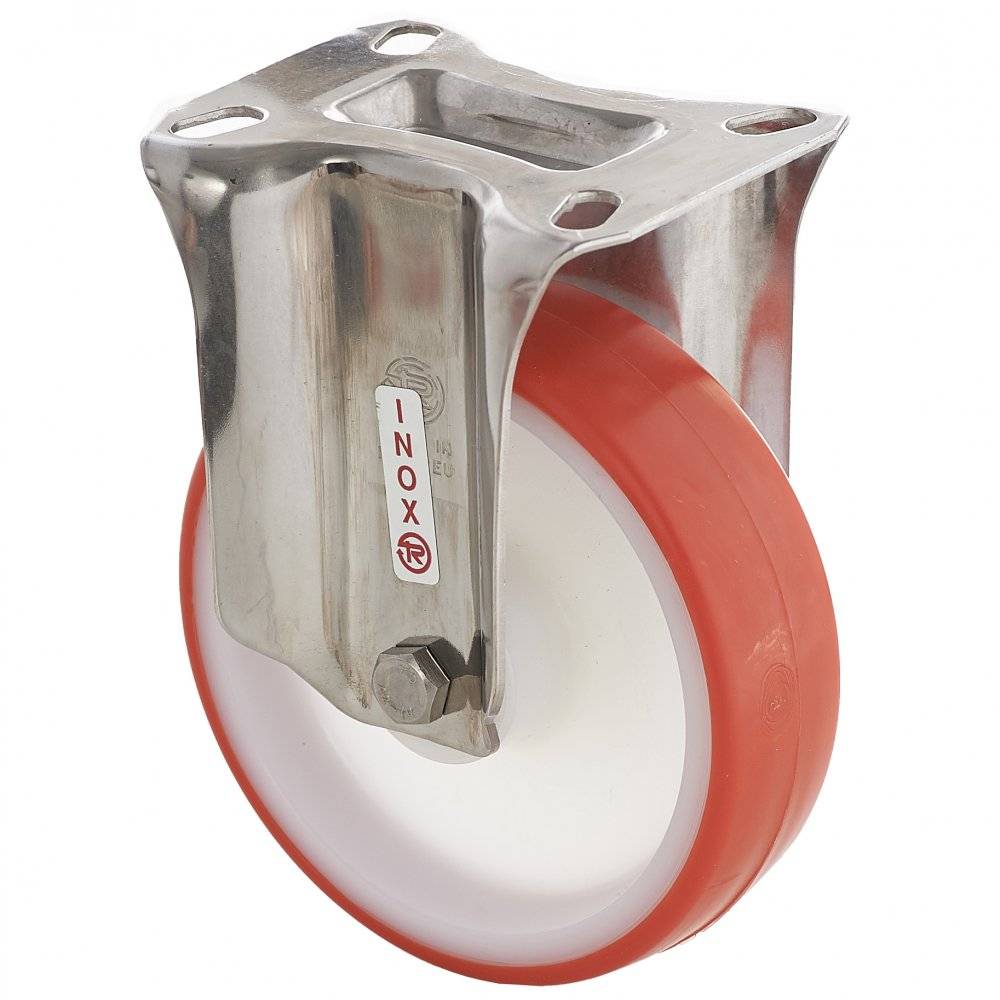 Колесо Tellure Rota 605104 фиксированное из нержавейки INOX (d=150мм, г/п=220кг), полиуретан / полиамид