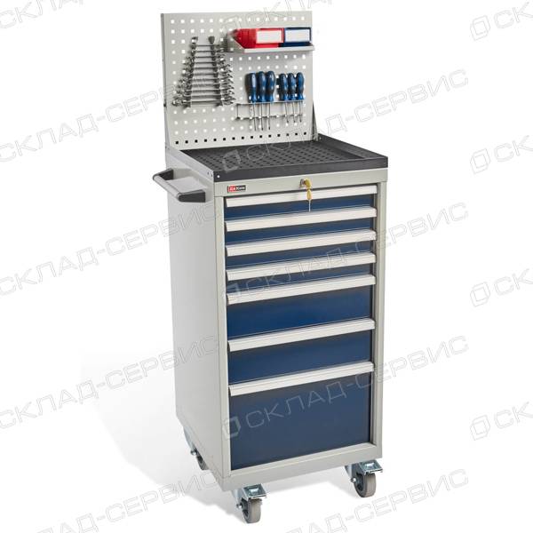 Тумба ДиКом ВС-033 с колесами, лотком, экраном и боковой ручкой