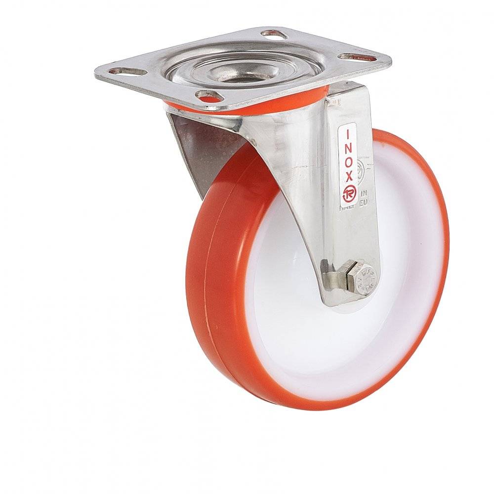 Колесо Tellure Rota 604411 поворотное из нержавейки INOX (d=150мм, г/п=220кг), полиуретан / полиамид